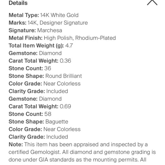 Authentic Marchesa Diamond White gold wedding band 1 ctw - Picture 6 of 7